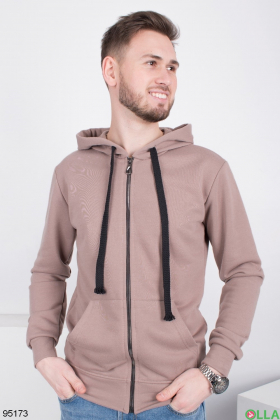 Men's beige zip-up hoodie