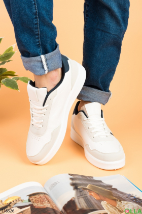 Men's gray and white lace-up sneakers