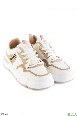 Men's white and beige lace-up sneakers