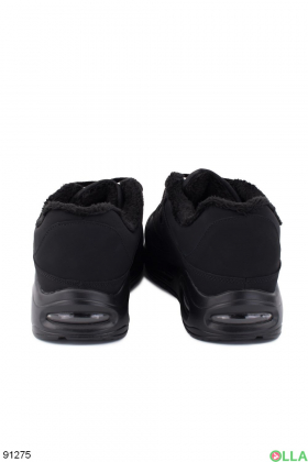 Чоловічі зимові чорні кросівки на шнурівці
