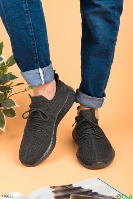 Men's dark gray textile sneakers