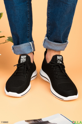 Men's black textile sneakers