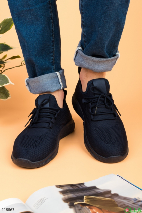 Чоловічі темно-сині кросівки на шнурівці
