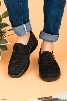 Мужские черно-серые кроссовки из текстиля