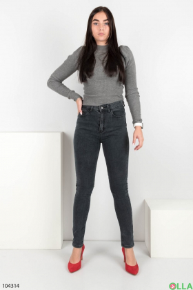Женские серые джинсы-скинни
