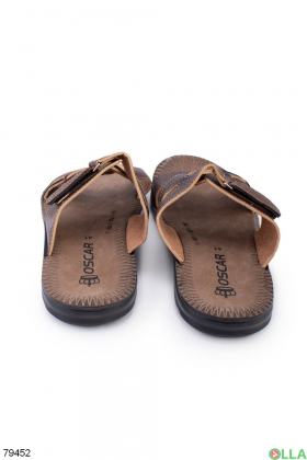 Men's brown eco-leather slippers