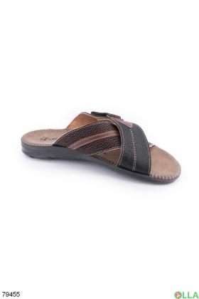 Men's black-brown eco-leather slippers