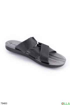 Men's black eco-leather slippers