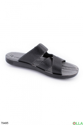 Men's black eco-leather slippers
