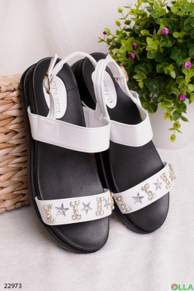 White sandals with studs