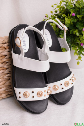 White sandals with studs