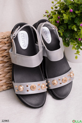 Silver studded sandals