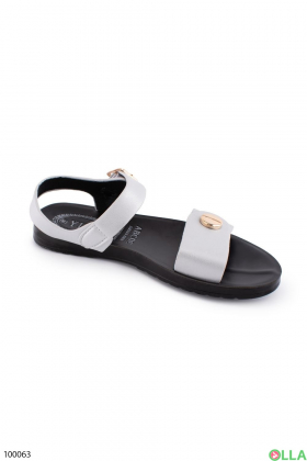 Women's gray low heel sandals