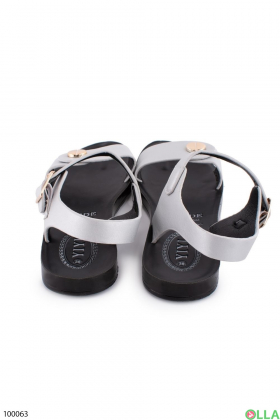 Women's gray low heel sandals