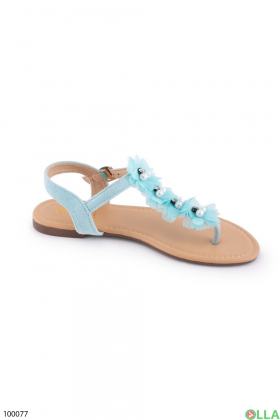 Women's turquoise sandals through the finger