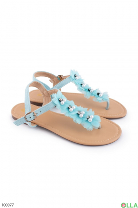 Women's turquoise sandals through the finger