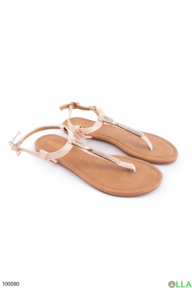 Women's beige slip-on sandals