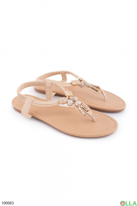 Women's beige slip-on sandals