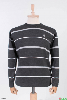 Чоловічий темно-сірий светр в смужку