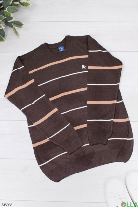 Чоловічий коричневий светр в смужку