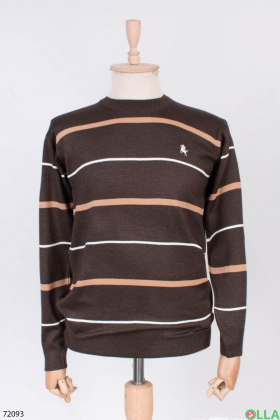 Чоловічий коричневий светр в смужку