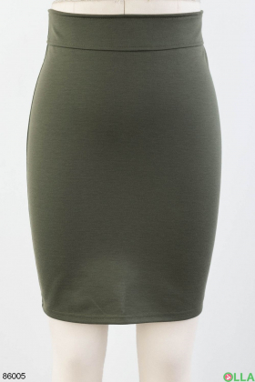 Женская трикотажная юбка цвета хаки