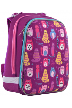 Рюкзак шкільний каркасний 1 Вересня H-12 Cute cats Розовый