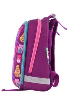 Рюкзак шкільний каркасний 1 Вересня H-12 Cute cats Розовый