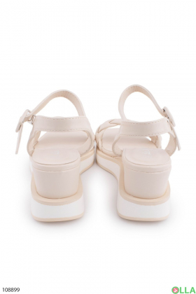 Women's light beige wedge sandals