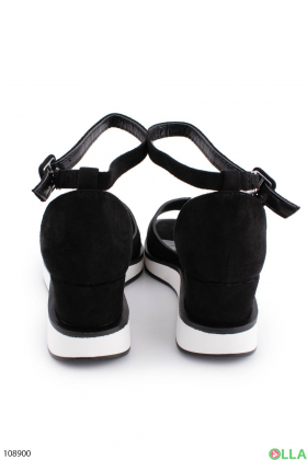 Women's black wedge sandals