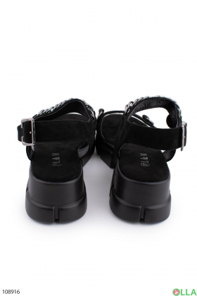 Women's black eco-suede sandals
