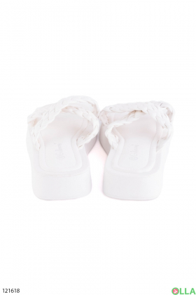 Women's white eco-leather slippers