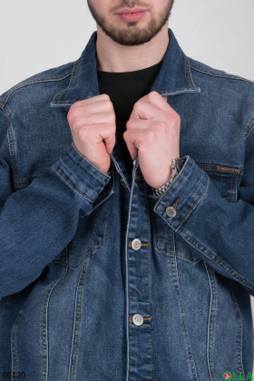 Мужская синяя джинсовая куртка
