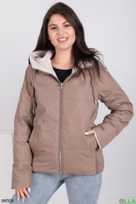 Жіноча бежево-коричнева куртка-трансформер