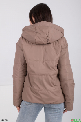 Женская бежево-коричневая куртка-трансформер