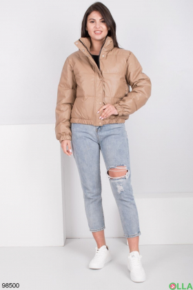 Women's beige eco-leather jacket