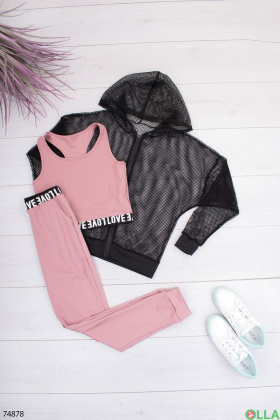 Женский черно-розовый спортивный костюм
