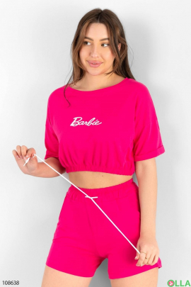Women's raspberry top and shorts suit