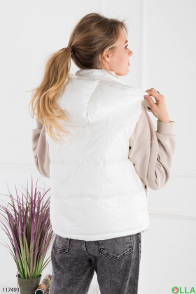 Women's white vest with hood