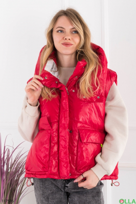 Women's raspberry vest with hood