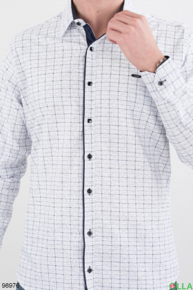 Men's white and blue checked shirt