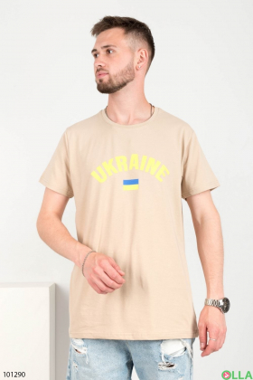 Мужская бежевая футболка с надписью