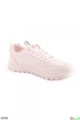 Женские светло-розовые кроссовки на шнуровке