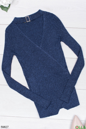 Женский темно-синий свитер с чокером
