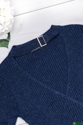 Женский темно-синий свитер с чокером