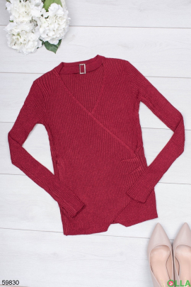 Жіночий бордовий светр з чокером