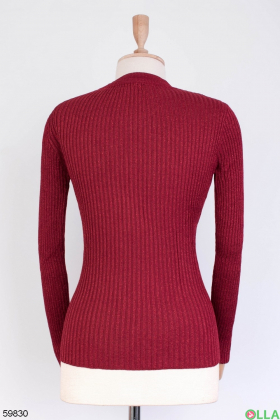 Жіночий бордовий светр з чокером