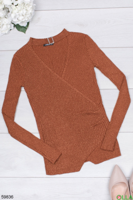 Жіночий коричневий светр з чокером