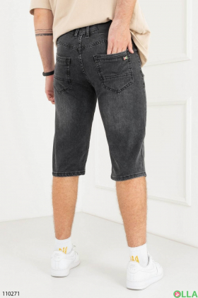 Мужские темно-серые джинсовые шорты батал