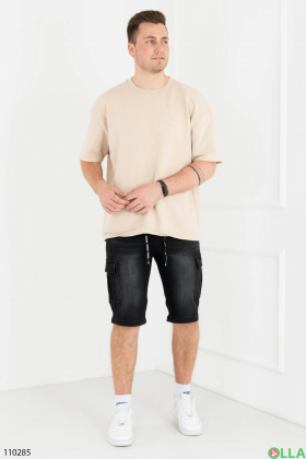 Men's dark gray denim shorts